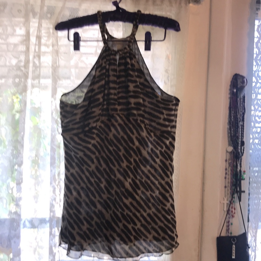 Michael Kors braid choker collar, side zipper dressy tank top Size 14